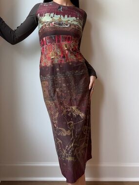 Insane Save The Queen Maxi Dress Horses Euro Y2K
